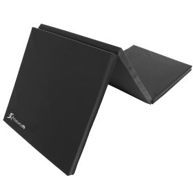 Tri-Fold Folding Exercise Mat 6ft x 2ft (Option: Black)