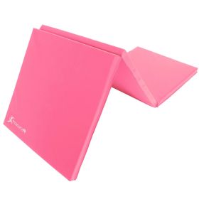 Tri-Fold Folding Exercise Mat 6ft x 2ft (Option: Pink)