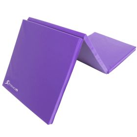 Tri-Fold Folding Exercise Mat 6ft x 2ft (Option: Purple)